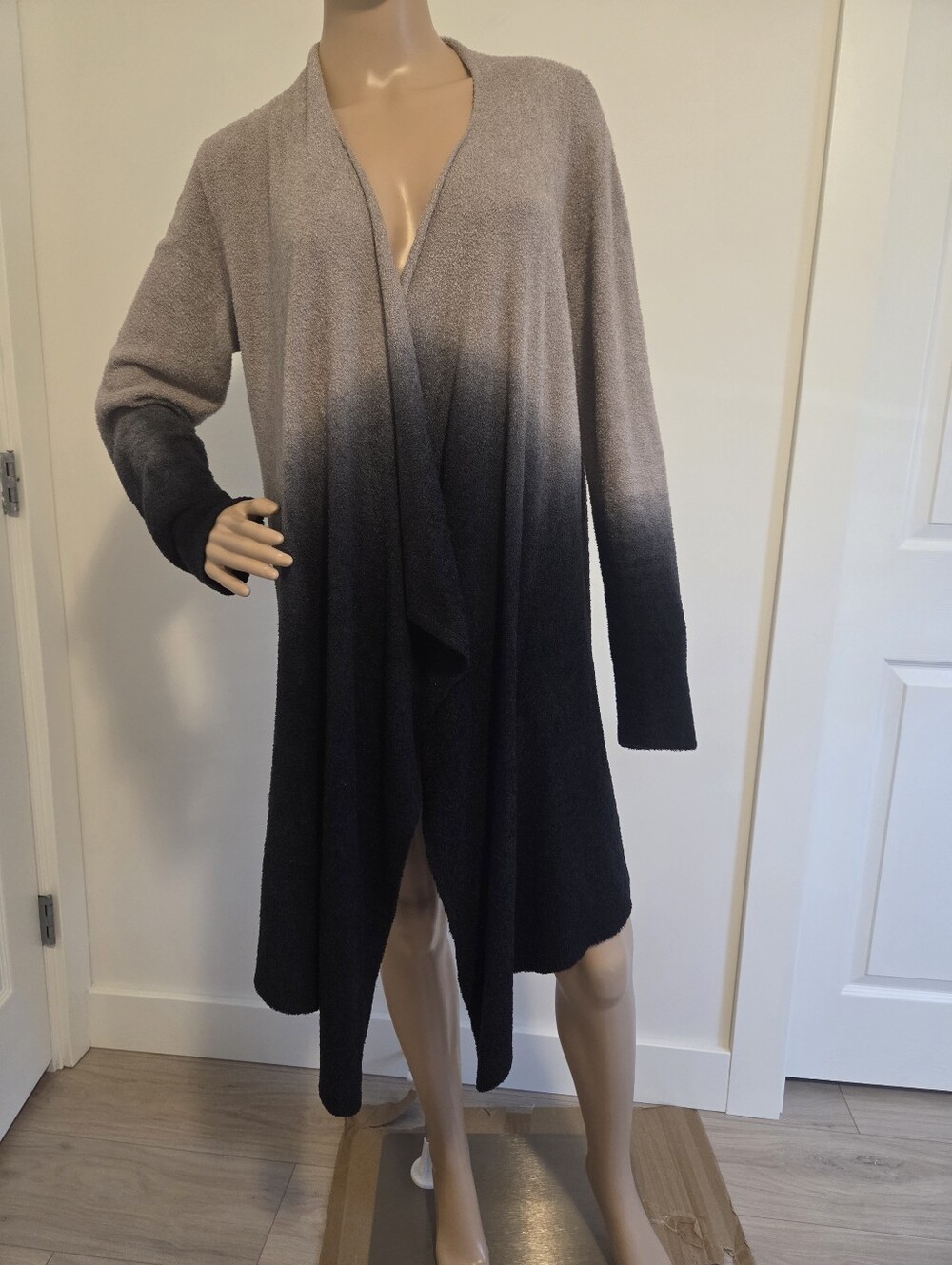 Barefoot Dreams Cozychic Lite Calypso Wrap Cardigan Pewter/ Black Ombre